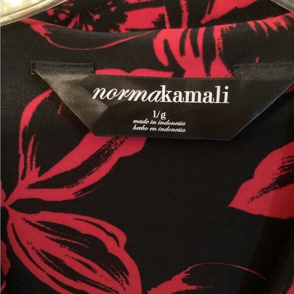 NORMA KAMALI SIZE LARGE BLACK RED FLORAL SLEEVELESS  WRAP DRESS - Picture 6 of 7